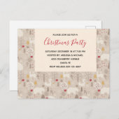 可愛いウッドランド動物クリスマスパターンパーティー インビテーションポストカード (正面/裏面)