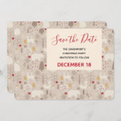 可愛いウッドランド動物クリスマスパターンパーティー セーブザデート (正面/裏面)