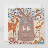 可愛いウッドランド動物ニュートラル誕生発表 サンキューカード (正面)