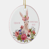 可愛いウッドランド動物バニーフローラ名クリスマス セラミックオーナメント (右)