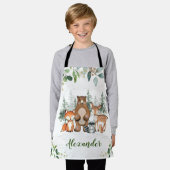 可愛いウッドランド動物パインツリーリトル調理師 エプロン (着用した状態)