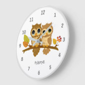 可愛いウッドランド動物フクロウの壁時計 ラージ壁時計 (傾斜)