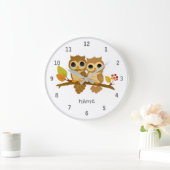 可愛いウッドランド動物フクロウの壁時計 ラージ壁時計 (ホーム)