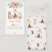 可愛いウッドランド動物フローラおむつラッフル エンクロージャーカード (正面/裏面)