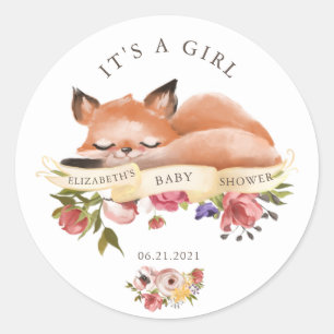 可愛いウッドランド動物フローラ女の子シール ラウンドシール
