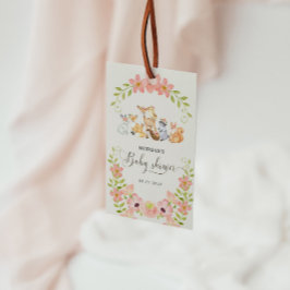 可愛いウッドランド動物フローラ赤ちゃんシャワー ギフトタグ