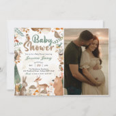 可愛いウッドランド動物ベビーシャワーパーティー写真 招待状 (正面)