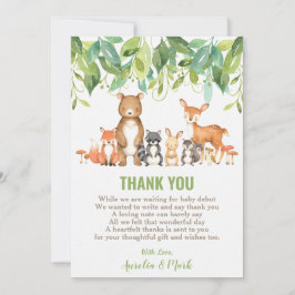 可愛いウッドランド動物ベビーシャワーボーイニュートラル サンキューカード