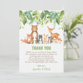 可愛いウッドランド動物ベビーシャワーボーイニュートラル サンキューカード (スタンド正面)