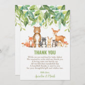 可愛いウッドランド動物ベビーシャワーボーイニュートラル サンキューカード (正面/裏面)