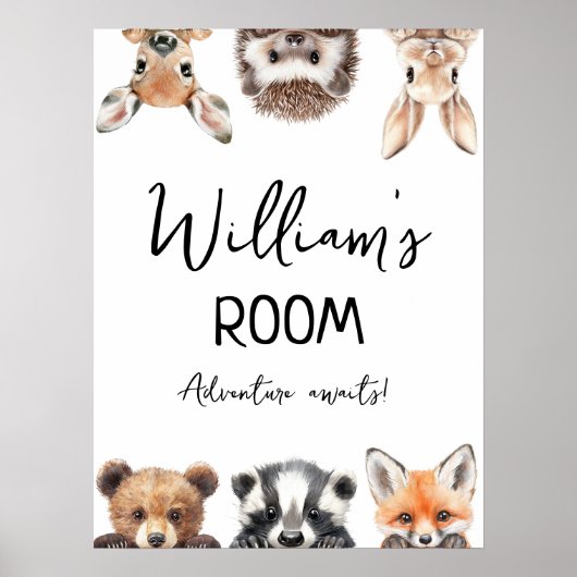 可愛いウッドランド動物ベビー子供部屋ルームポスター ポスター (正面)