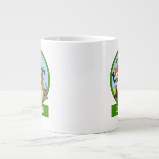 可愛いウッドランド動物ラヴ走キツネ漫画 ジャンボコーヒーマグカップ (正面)