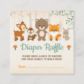 可愛いウッドランド動物中性ベビーおむつラッフル エンクロージャーカード (正面)
