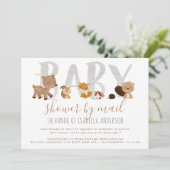 可愛いウッドランド動物中性ベビーシャワーbyメール 招待状 (スタンド正面)