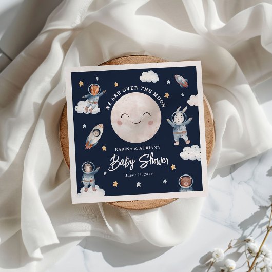 可愛いウッドランド動物宇宙赤ちゃんシャワー スタンダードカクテルナプキン