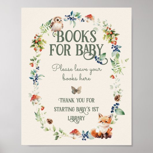可愛いウッドランド動物性中性ベビーシャワー本 ポスター (正面)