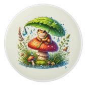 可愛いウッドランド動物愛好家カエル セラミックノブ (正面)