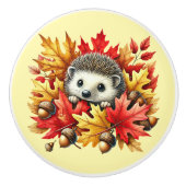 可愛いウッドランド動物愛好家ハリネズミ セラミックノブ (正面)