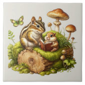 可愛いウッドランド動物愛好家 タイル (正面)