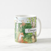 可愛いウッドランド動物水彩名前をカスタムするマグ コーヒーマグカップ (正面右)