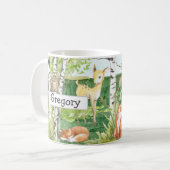 可愛いウッドランド動物水彩名前をカスタムするマグ コーヒーマグカップ (正面左)