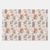 可愛いウッドランド動物水彩誕生日 ラッピングペーパーシート (正面2)