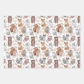 可愛いウッドランド動物水彩誕生日 ラッピングペーパーシート (正面)