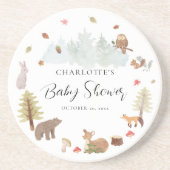 可愛いウッドランド動物秋赤ちゃんシャワー コースター (正面)