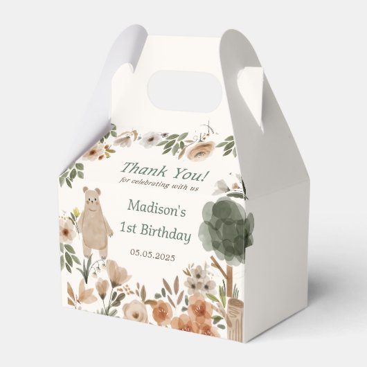 可愛いウッドランド動物第1回バースデーパーティーお願いボックス フェイバーボックス (正面サイド)