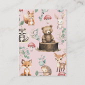 可愛いウッドランド動物緑の女の子ベビーシャワー エンクロージャーカード (裏面)