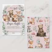 可愛いウッドランド動物緑の女の子ベビーシャワー エンクロージャーカード (正面/裏面)
