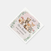 可愛いウッドランド動物緑の女の子ベビーシャワー スタンダードカクテルナプキン (角)