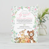可愛いウッドランド動物緑の赤ちゃんシャワーbyメール 招待状 (スタンド正面)