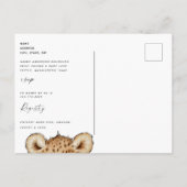 可愛いウッドランド動物耳超音波赤ちゃんシャワー インビテーションポストカード (裏面)