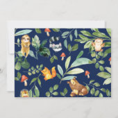 可愛いウッドランド動物1st誕生日ワイルドワンフォト 招待状 (裏面)