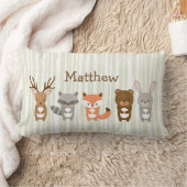 可愛いウッドランド動物 ランバークッション (ブランケット)