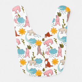 可愛いウッドランド動物 – 手描きクマとキツネ ベビービブ