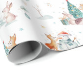 可愛いウッドランド森林動物のホリデークリスマス ラッピングペーパー (ロールコーナー)