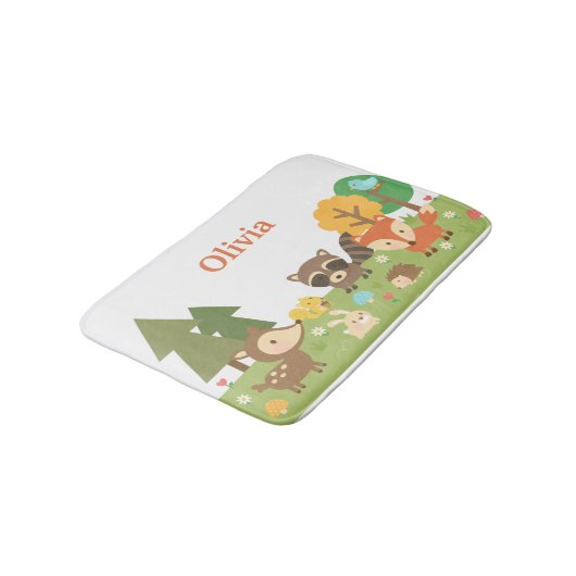 可愛いウッドランド森林動物キッズルームの装飾 バスマット (アングル)