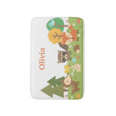 可愛いウッドランド森林動物キッズルームの装飾 バスマット (正面縦)