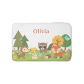 可愛いウッドランド森林動物キッズルームの装飾 バスマット (正面)