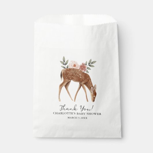 可愛いウッドランド森林動物ベビーシャワーありがとう フェイバーバッグ (正面)