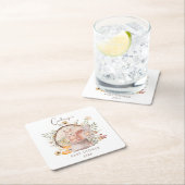 可愛いウッドランド森林動物友達赤ちゃんシャワー スクエアペーパーコースター (インサイチュ)