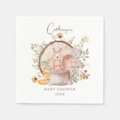 可愛いウッドランド森林動物友達赤ちゃんシャワー スタンダードカクテルナプキン (正面)