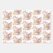 可愛いウッドランド森林動物友達赤ちゃんシャワー ラッピングペーパーシート (正面3)