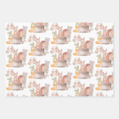 可愛いウッドランド森林動物友達赤ちゃんシャワー ラッピングペーパーシート (正面)