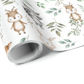 可愛いウッドランド森林動物誕生日赤ちゃんシャワー ラッピングペーパー (ロールコーナー)