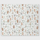 可愛いウッドランド森林動物誕生日赤ちゃんシャワー ラッピングペーパー (フラット)