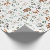可愛いウッドランド森林動物誕生日赤ちゃんシャワー ラッピングペーパー (角)