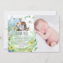 可愛いウッドランド森林動物赤ちゃんシャワー写真 サンキューカード